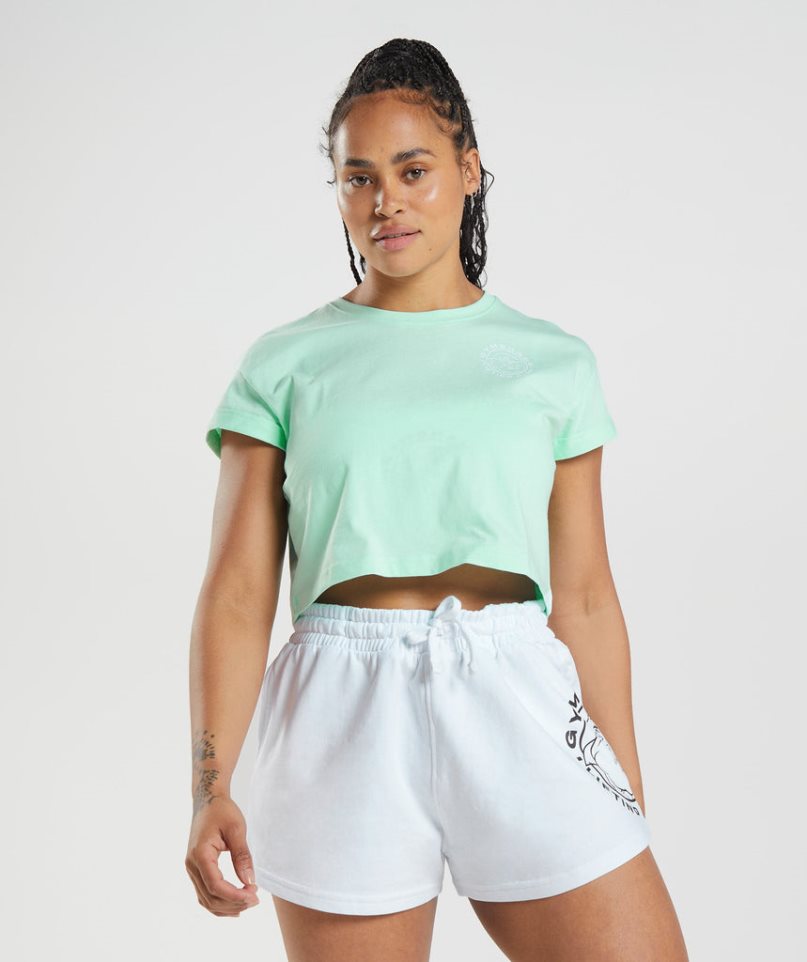 Women\'s Gymshark Legacy Cropped Tops Light Green | NZ 2DQFZR